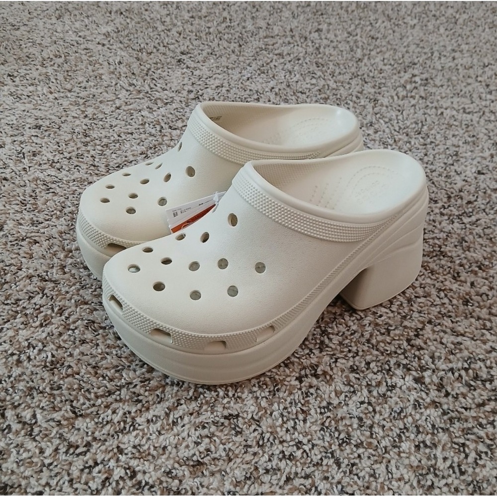 Crocs Siren Clog Women's Size 9 Bone (Beige) High Heel Heeled Croc